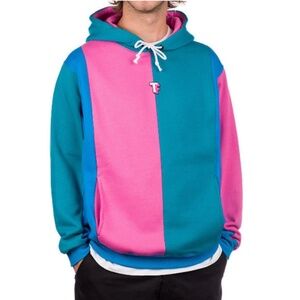 Teddy Fresh Color Block Bubblegum Hoodie Pink Blue Teal M